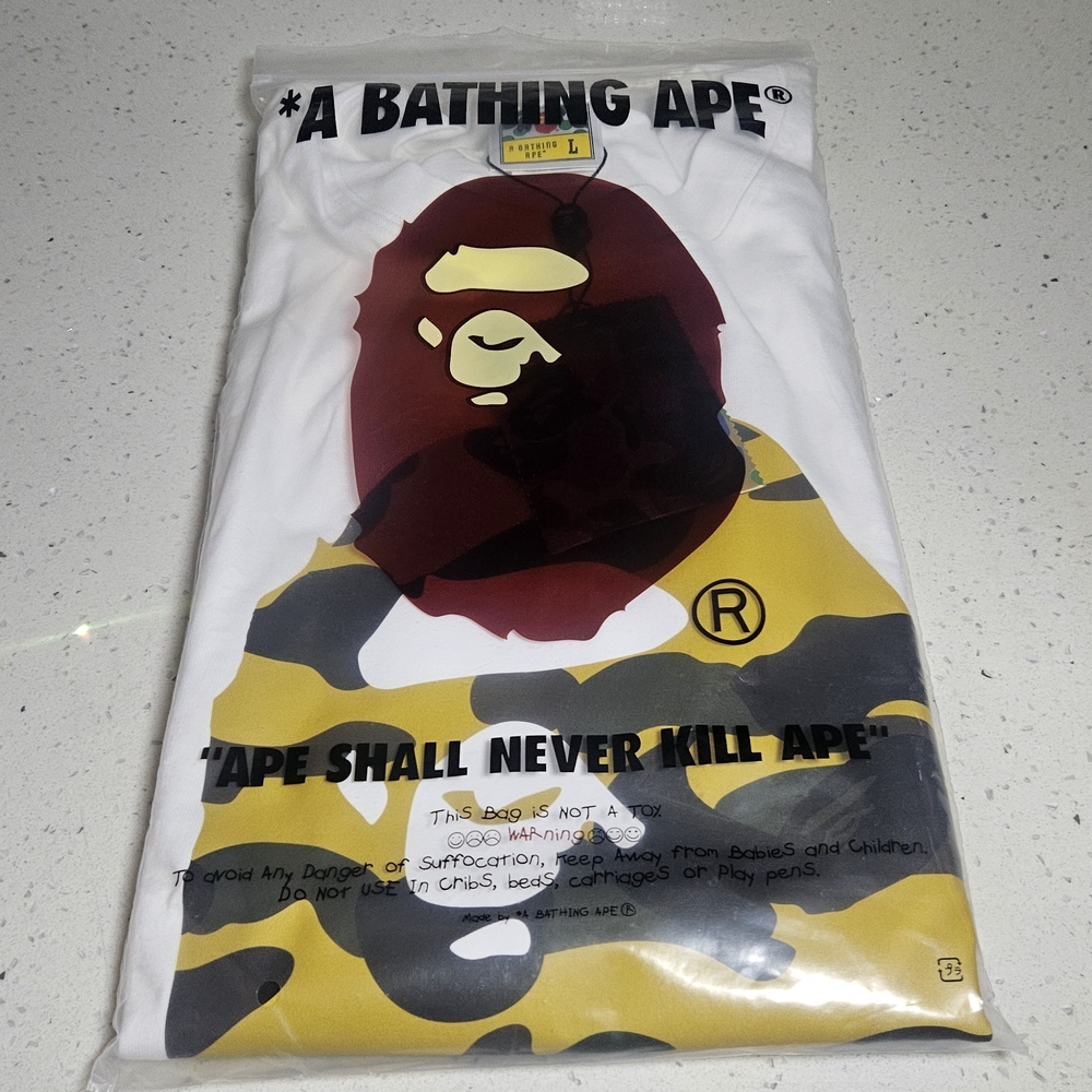Bape White and Yellow Camo Shirt